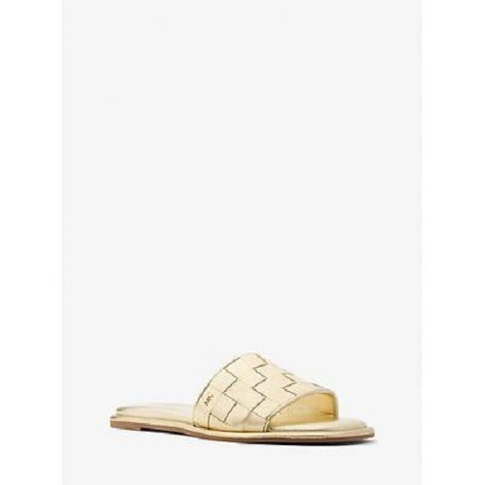 Michael Kors Women's Hayworth Woven Slide Flat Sa Pale, Gold Size 8M - Picture 4 of 4
